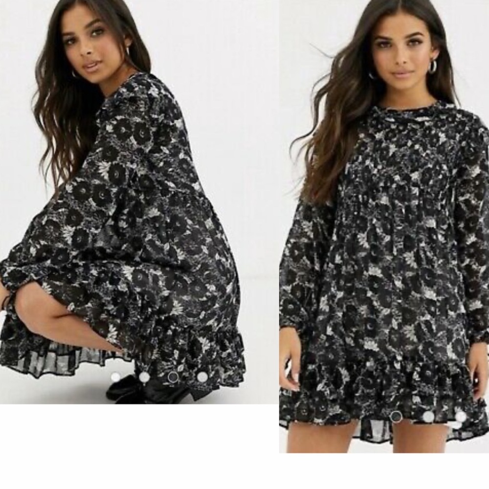 Free People These Dreams Mini Dress Floral BW